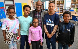 Kulubrehan Abraham with students