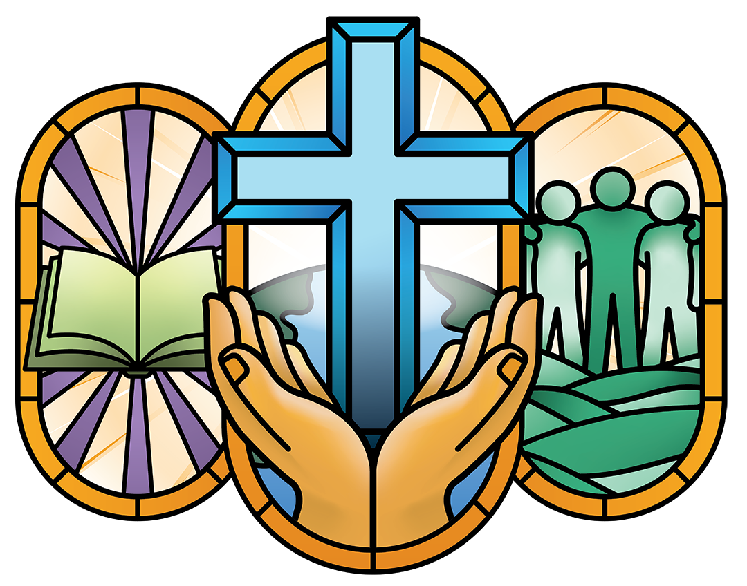 The icons of Learning, Serving, and Belonging put together in one photo.